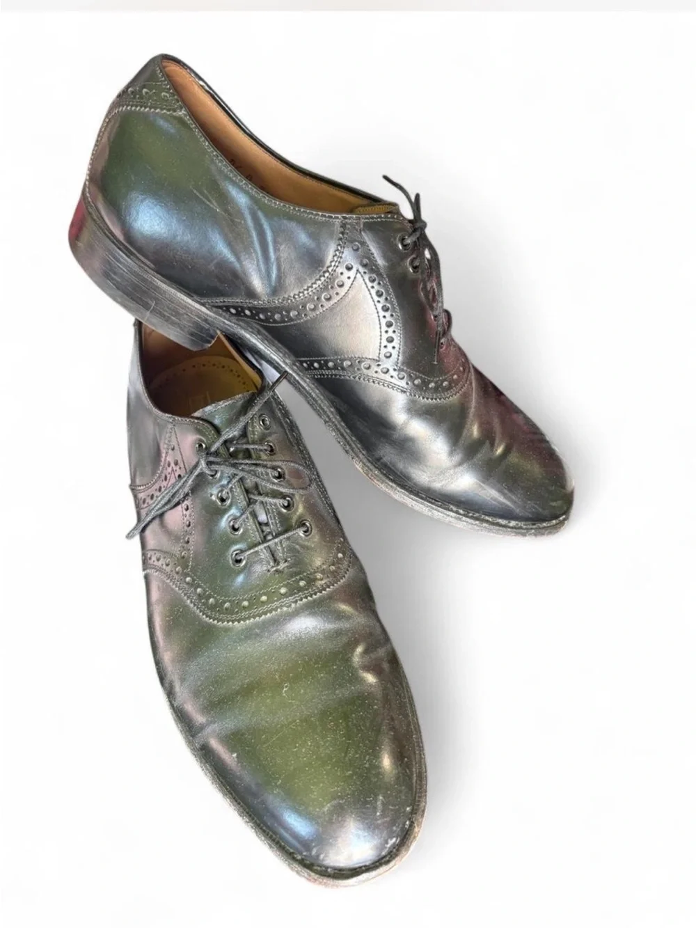 Johnston & Murphy Limited Leather glossy black lace up round toe men's shoe 10.5
